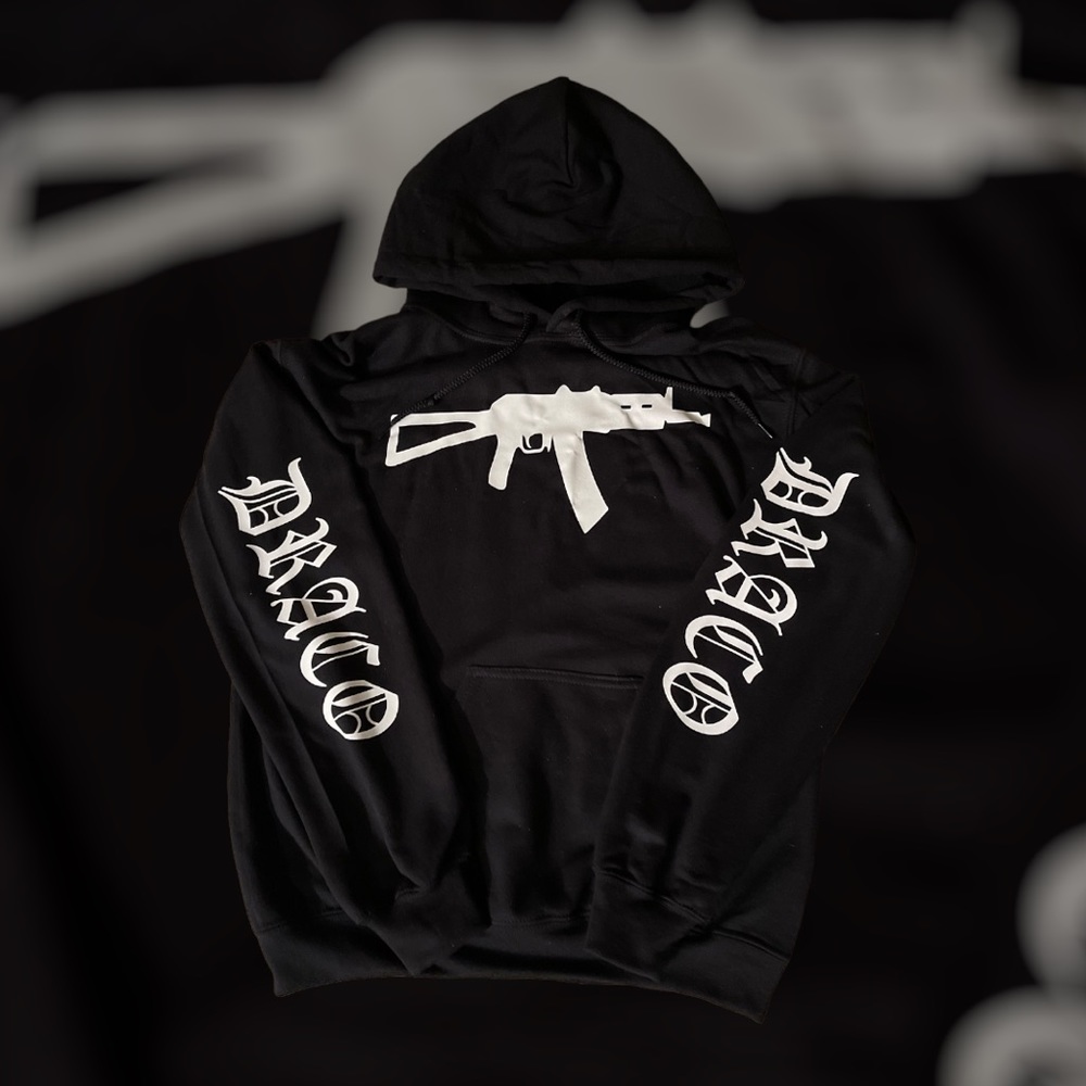 Gildan Black Hoodie with White Graphic